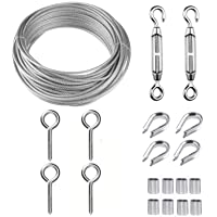 TooTaci Kit de Suspensión de Cuerda-Kit de Rollo de Alambre de Jardín-50ft Cable de Cuerda de Alambre con Hebilla y…
